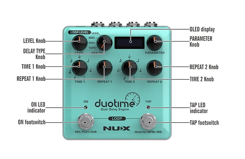 NuX Duotime NDD-6 Dual Delay Engine pedal New!