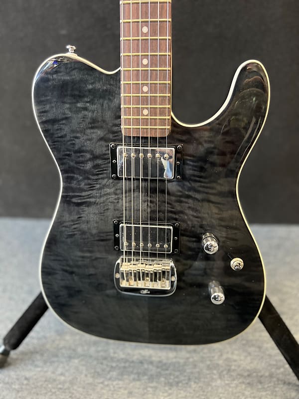 G&L Tribute Series ASAT Deluxe Carved Top with Rosewood Fretboard Trans  Black Gloss