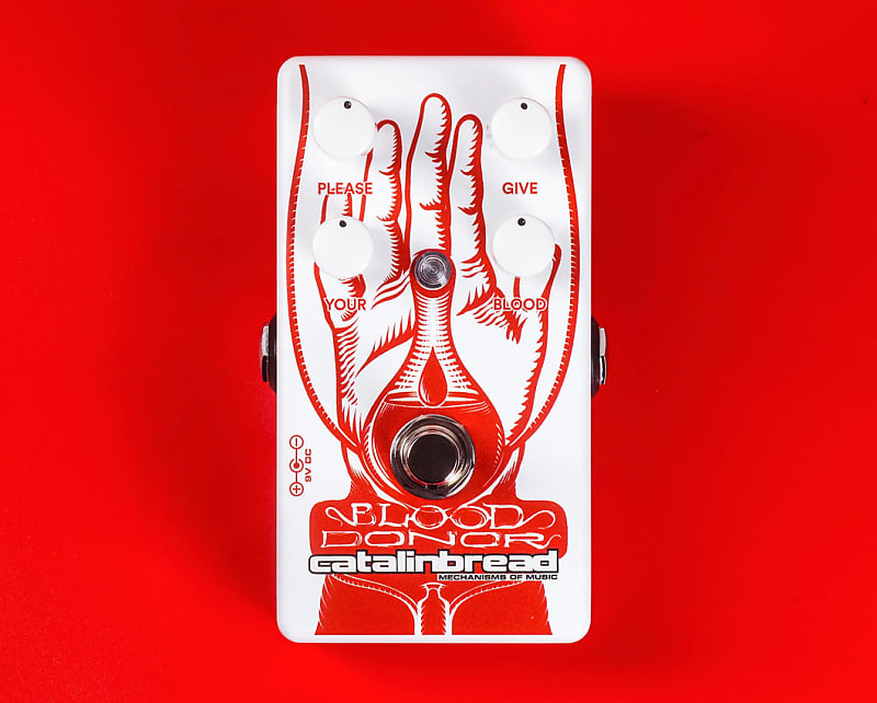 Catalinbread Blood Donor Limited Edition Fuzz Pedal 2023 - White / Red Hand