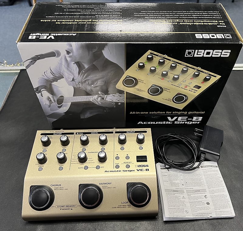 Boss VE-8 Acoustic Singer Pre-Amp Multi Effects Looper Pedal -w/box + power  supply